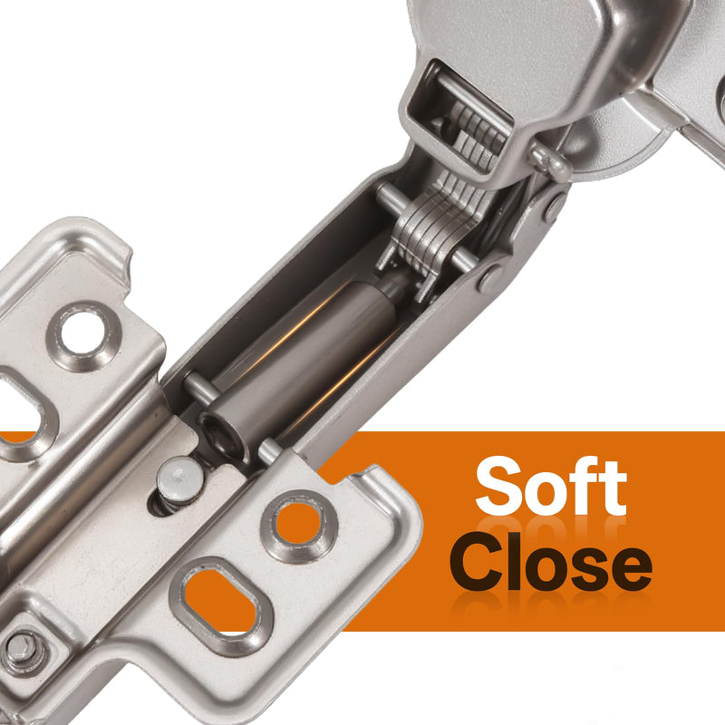 HBL' 4 Pack 45° Corner Cabinet Hinges, 45 Degree Angled Hinge Replacement for Diagonal Wall Cabinets, 35MM European Soft Close Hinges for Frameless Doors