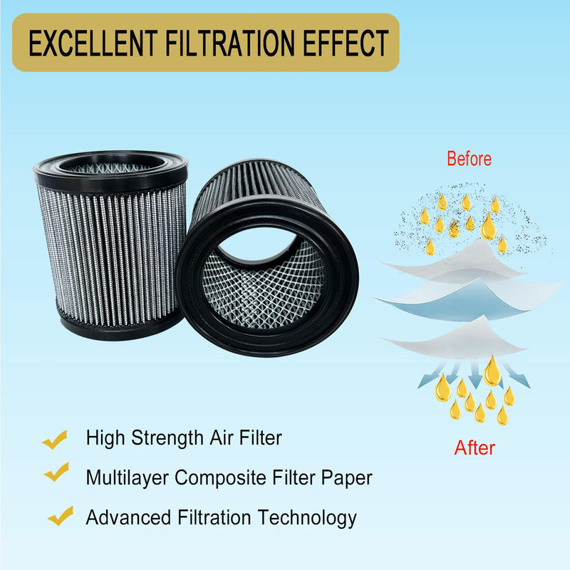 2 Pcs 2023400852 Air Filter Compatible with Quincy Air Compressor 2023-4008-52 2023400859 S1027 P05051A 51291, High-Efficiency Pleated Air Filter Element Replacement Part