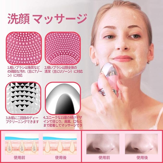 Sunmay Oval USB-rechargeable, Sonic Face Cleansing Brush (Dual Purpose Brush for Facial Massage, Pore Care, Cleansing with Ion Function & Two Adjustable Modes), Unisex and Can Be Used in the Bath, Japanese Instruction Manual Included - NewNest Australia