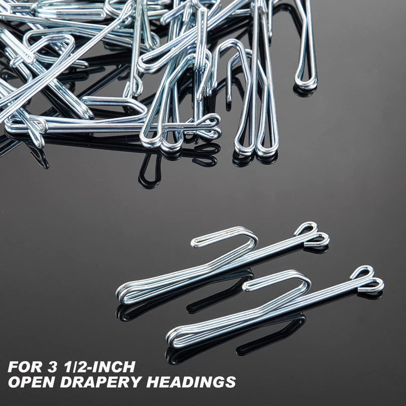 50 Pieces Drapery Pins Metal Curtain Hooks Drapery Hooks Metal Curtain Hooks Pins for Drapes Pinch Pleat Hooks Window Curtain, Door Curtain and Shower Curtain (Silver) Silver 50