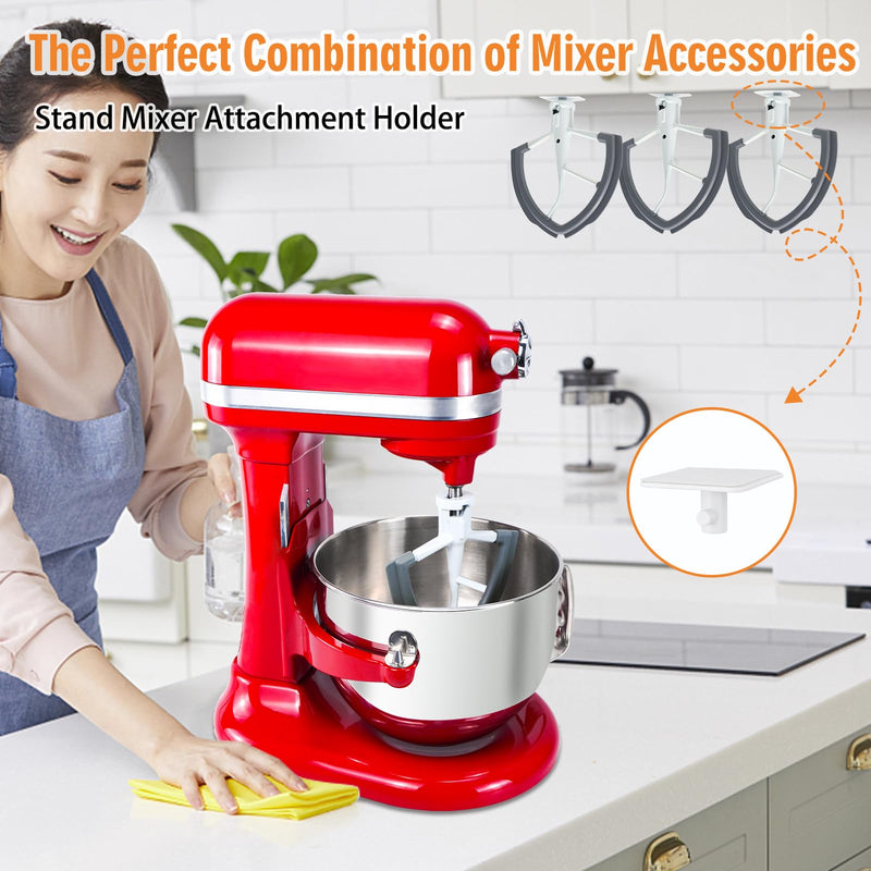 Stand Mixer Attachment Holders Compatible with Kitchenaid Mixer Accessories (White)