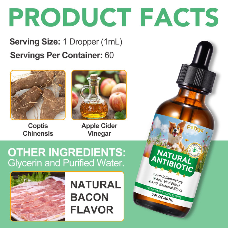 Antibiotics for Dogs, Natural Antibiotics for Dogs, Dog Antibiotics for Infection Supports Immune & Dogs Allergy Relief, Dog Multivitamin UTI Drops Natural Supplement for All Ages & Breeds-2PCS 2PCS