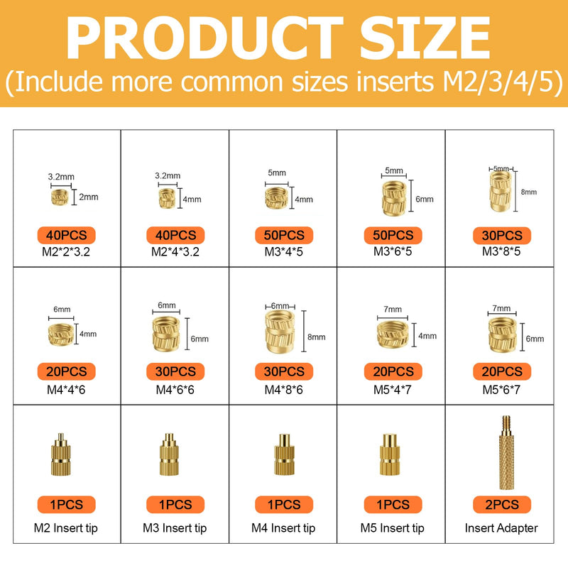 336Pcs Threaded Inserts with 80W Digital Adjustable Soldering Iron Kit, Histely Heat Set Inserts Brass Nuts with M2 M3 M4 M5 Insert Tips, Holder and Tweezer, for 3D Printer or Plastic Parts