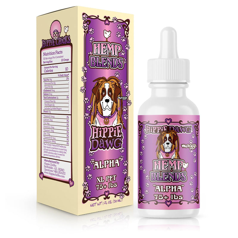 Hippie Dawg Alpha Tincture for Giant Breed Dogs (75+ lbs) - Professional Strength Joint & Mobility Support - High Potency Glucosamine, Hyaluronic Acid & Collagen - Peanut Butter Flavor - 1oz
