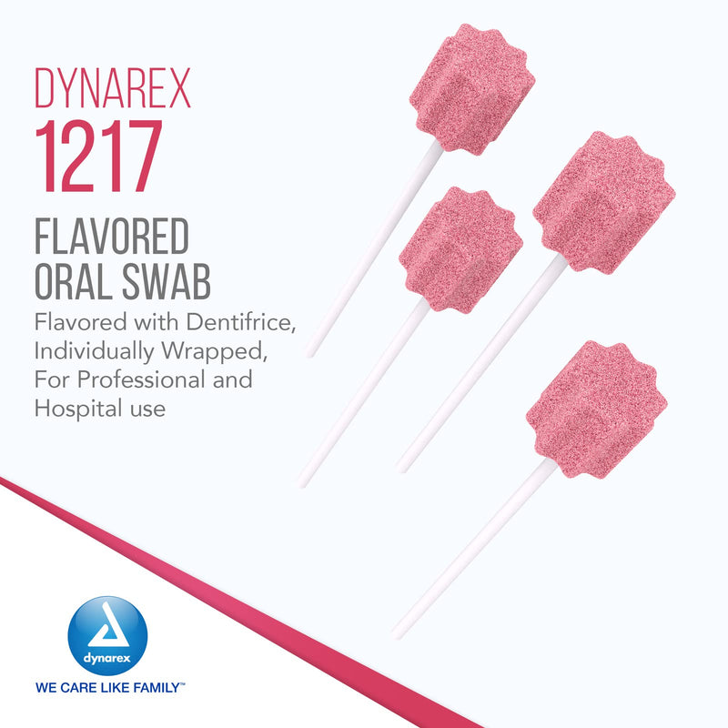 Dynarex 1217 Dentifrice-Flavored Swabstick, Individually Wrapped, Pack of 250