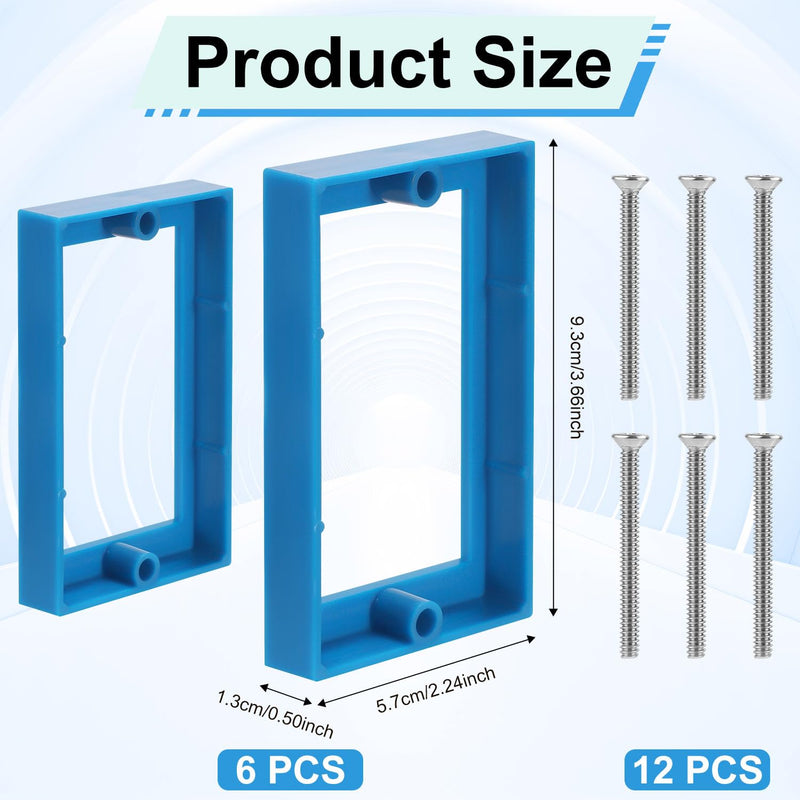 6pcs 1/2" Single Gang Receptacle Outlet Box Extenders, Electric Outlet Extender Box with 12 Screws Receptacle Extender for Electric Box and Electric Outlet Switches (Blue)