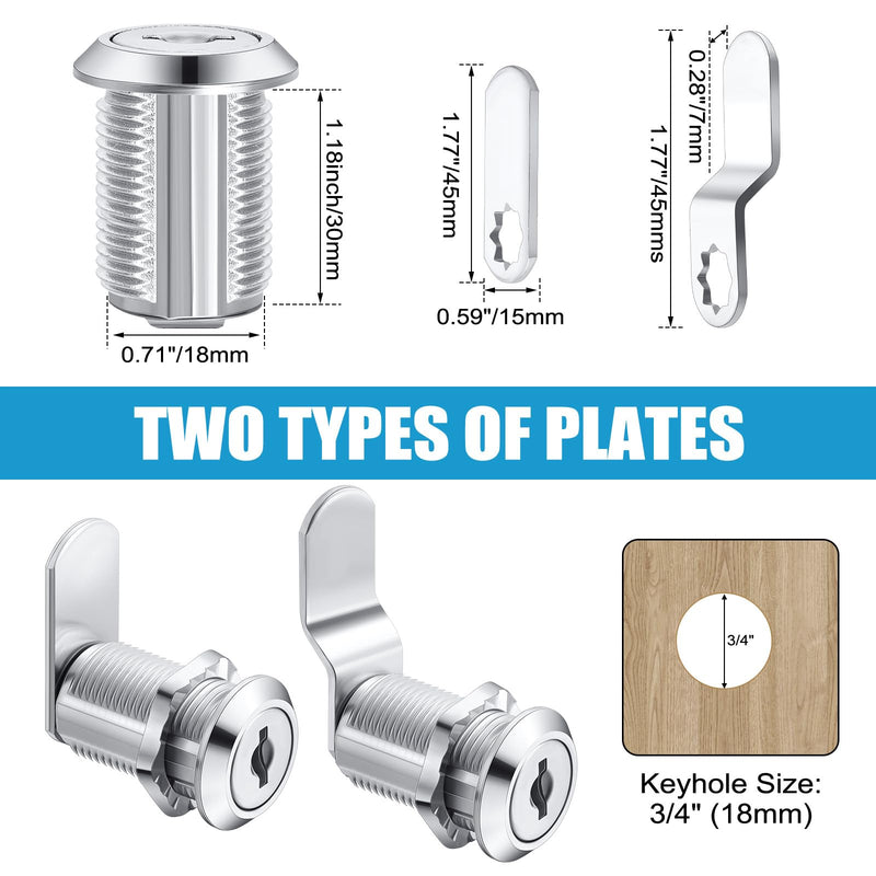 Kenning 24 Sets Cabinet Locks with Keys for Secure Drawer Mailbox RV Storage Box Replacement Lock, Zinc Alloy(1-1/8'' Cylinder Length, 0.9'' Max Panel Thickness) 1-1/8'' Cylinder Length, 0.9'' Max Panel Thickness