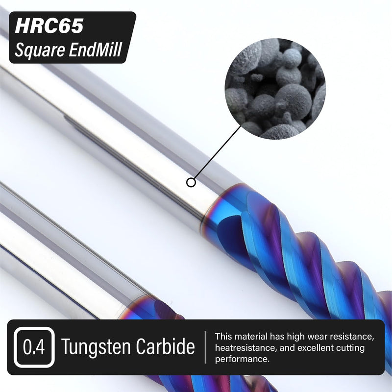 10mm Nano-Coated Tungsten Carbide End Mill CNC Milling Cutter Bits | 4-Flute Micro-Grain Endmills for Stainless Steel - HRC65，Metric Size 1 10mm