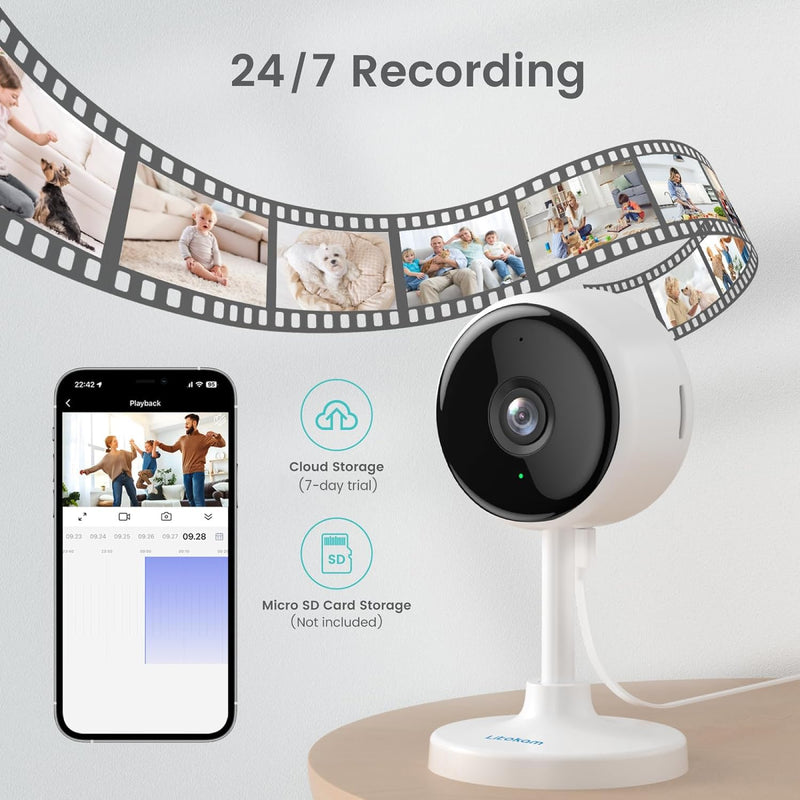 litokam Indoor Camera, Cameras for Home Security with Night Vision, Pet Camera with Phone App, 2K Indoor Security Camera, Motion Detection, 2-Way Audio, WiFi Home Camera, Baby Monitor Work with Alexa