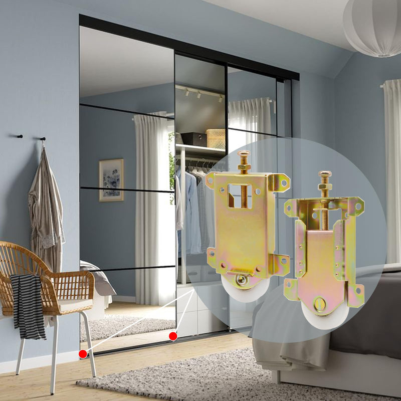 Sliding Mirror Closet Door Rollers Replacement Hardware Fits Contractors Part #W8020C Wardrobe Doors Wheels, 2-5/16" Vertical H.C., 1-1/2" Nylon Concaved Ball Bearing Wheel, 4 Pack ‎2-5/16" H.C.- 4Pack