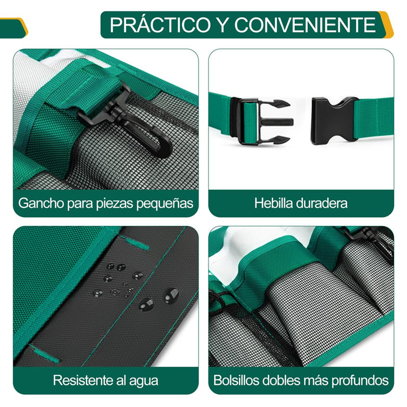 Garden Apron for Women, Adjustable Tool Belt with 8 Pockets - Heavy Duty Oxford Work Belt for Gardening, Construction (Green) Green