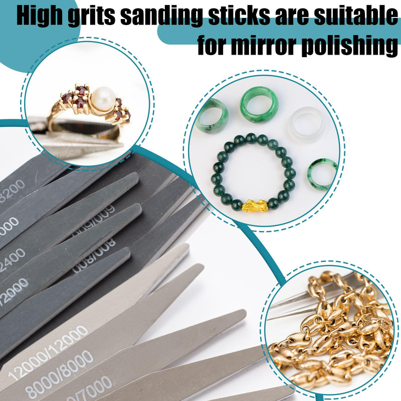 Honoson 20 Pcs Sanding Sticks for Plastic Models Polishing Sticks Assorted Metal and Wood Sanding Tools Accessory for Model Craft Amateur Beginner (Low Grits and High Grits,Double Angle Shape) Double Angle Shape Low Grits and High Grits
