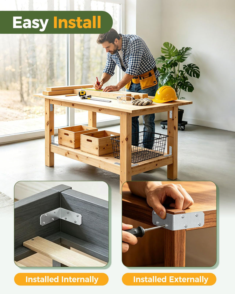Angle Bracket 3x3x1.2 Inch L Brackets for Wood, Reinforce Sagging Bookcase, Workbench, Bed, Chair, Shelf, Garden Beds, Fence, Corner Brace – Indoor/Outdoor Builders (Galvanized-8PCS) Galvanized-8PCS