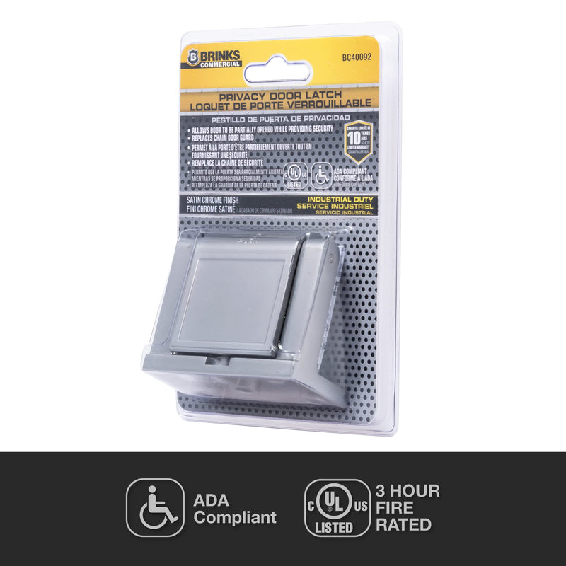 BRINKS Commercial - Privacy Door Latch, Satin Chrome Finish - Durable Die-Cast Construction for Enhanced in-Room Privacy 1