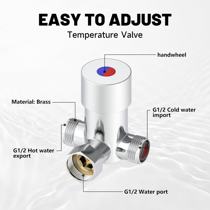 Hot & Cold Water Mixing Solid Brass Thermostatic Mixer Valve for Automatic Sensor Faucet (Pack of 2) 2 3/4" X 2 1/4" (Pack of 2)