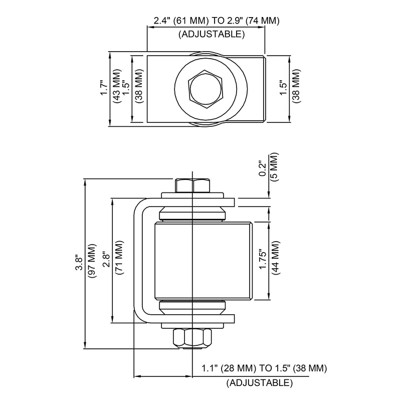 D&D CI3400 Shut It Heavy Duty Weld-On Gate Hinge w/Aluminum Body, 1pc