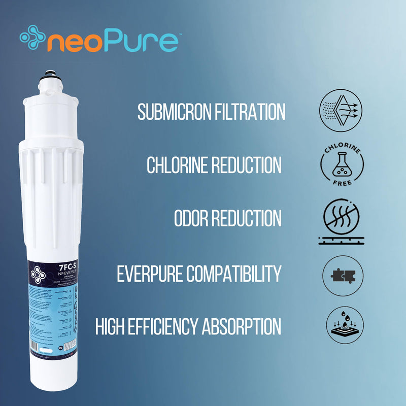Neo-Pure Whole House Water Filter Cartridge, 4.5 x 20 Inches, 25 Micron, White Plastic, Carbon Block Technology