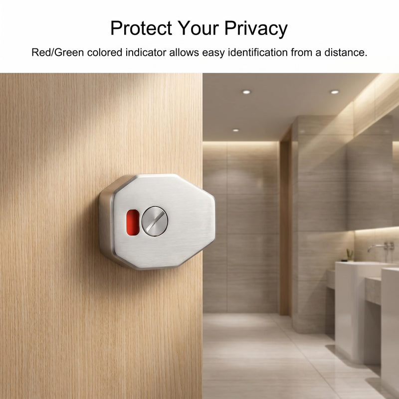 Premium Stainless Steel Toilet Partition Lock with Silent Operation - Luxury Bathroom Privacy Latch with Occupancy Indicator for Commercial and Home Use, Silver