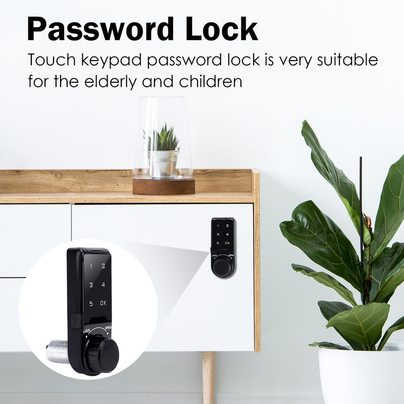 Electronic Cabinet Deadbolt Lock, Code Security Lock, Drawer Locks, Digital Locker Keypad Lock Touch Password Keyless Entry Key Access for Furniture, Hotel, Company, Factory (L=20) L=20
