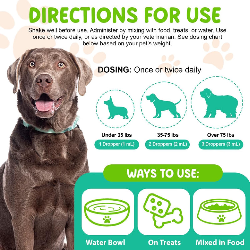 Dogs Antibiotics for Infection Coughs, UTIs, Allergies, Itching - Natural Antibiotics Supplement Drops for Cats to Support Digestion and Urination | Skin & Coat | All Breeds & Ages | 2 Oz