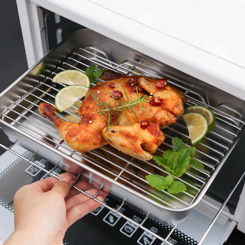Stainless Steel Roaster, Roasting Pan with Rack, Roasting Pan and Rack Set for Baking Turkey, Chicken, And Veggies(26. * 20. * CM) 26.5*20.5*5CM