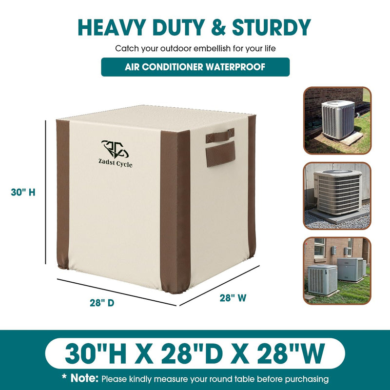 Air Conditioner Cover Waterproof, Air Conditioner Covers for AC Units, Anti-UV, Rip Resistant, Water Resistant【Medium, 1 Pack, Brown & Beige】 Medium-30H x 28W x 28D inch