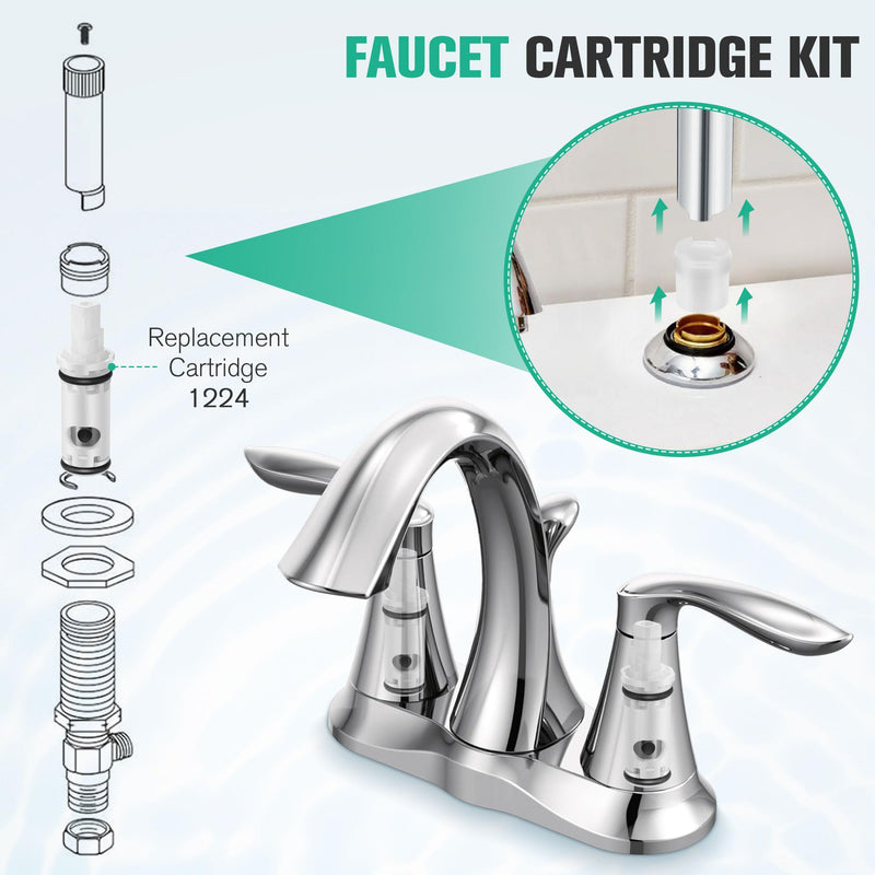 Faucet Cartridge Replacement Kit Compatible with Moen 1224 1224B Double Handle Faucets and Tub/Showers, Bathroom Faucet Replacement Parts with Cartridges and Lubricant(2 Pcs) 2