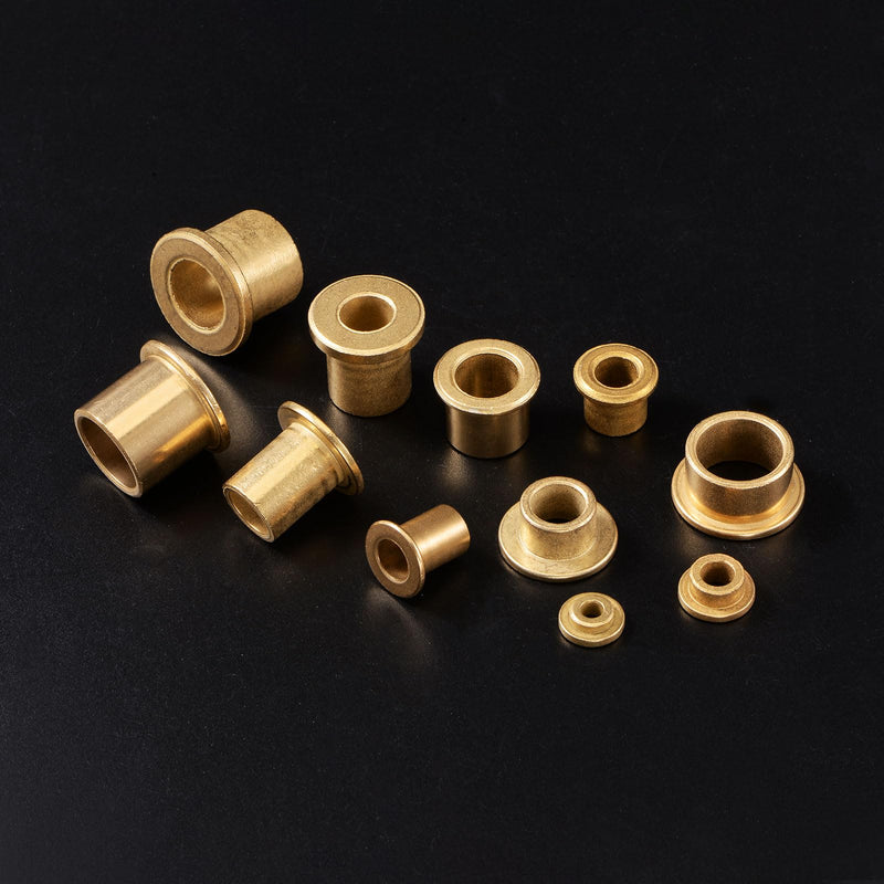 HARFINGTON 8pcs Flange Bearing Sleeve 6mm Bore 10mm OD 12mm Length 2mm Flange Thickness Bronze Bushing Self Lubricating Bushings Sleeve for Industrial Equipment 6mm x 10mm x 12mm 8