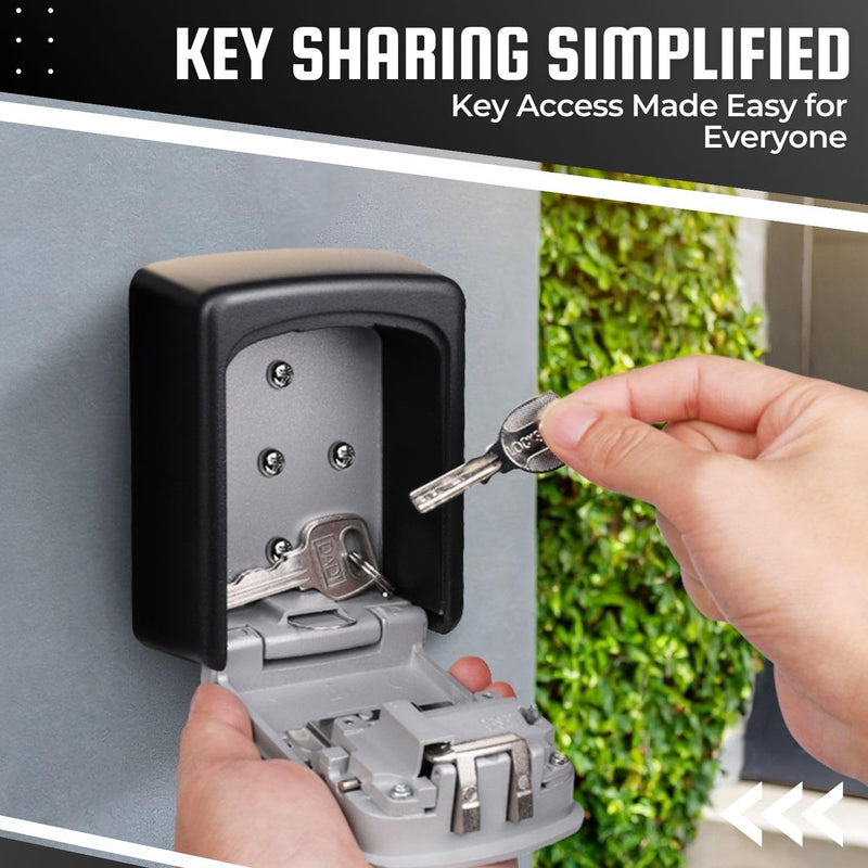 Flexzion Key Lock Box - Wall Mounted Lockbox for Keys Outdoor - 4 Digit Code Combination Lock Box for Key Safe Security - Weather Rust Resistant Key Lock Box for Outside, Door, House wall mount