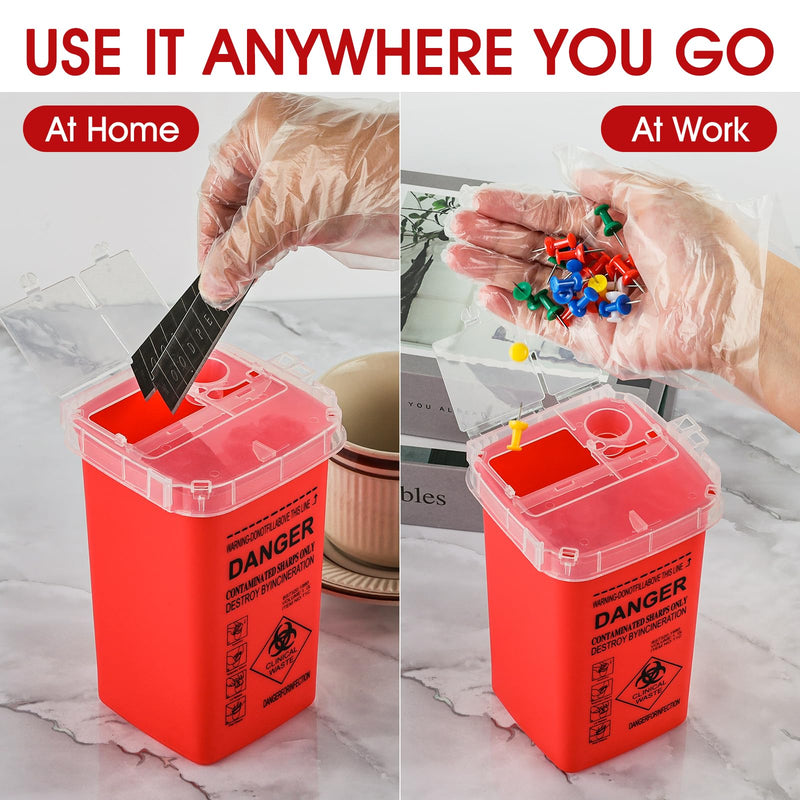 3Quart (3 Pack) Sharps Container for Home Use, Needle Disposal Containers, Biohazard Containers, Syringe Disposal, Small Portable Container for Travel, Professional Sharp Waste Disposal