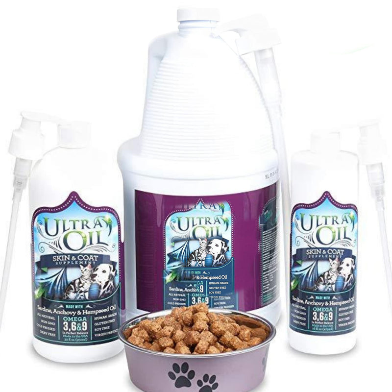 Ultra Oil Skin & Coat Supplement for Dogs & Cats with Hemp, Flaxseed, Grape Seed, Fish Oils - 16oz - PawsPlanet Australia