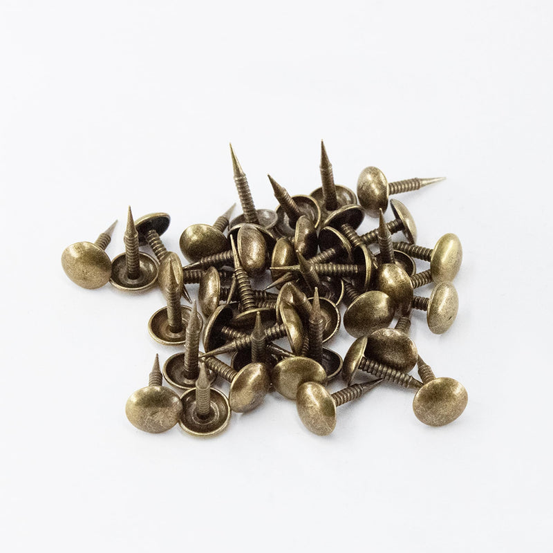 100 PCS Mini Upholstery Nails, 1/2" Decorative Furniture Tacks, Round Head Furniture Thumb Pushpins DIY Tacks with Threaded Leg for Sofa Bed Message Board Photo Walls, Bronze 1/2"-Bronze