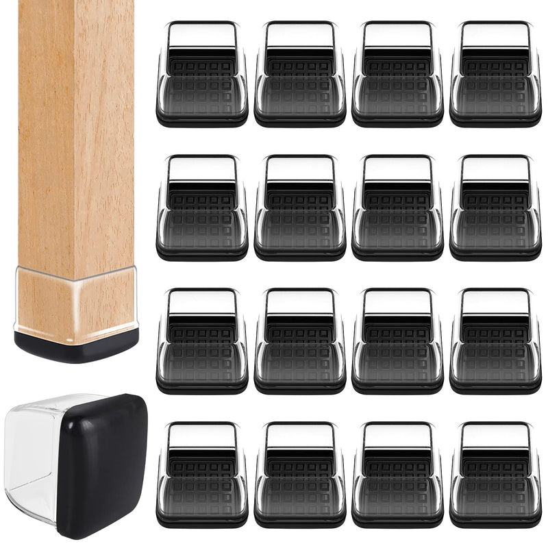 24 PCS Chair Leg Sliders for Carpet, Square Chair Glides, Furniture Leg Protectors Caps, Carpet Protectors Table Feet Covers Cups, Teflon Furniture Pads Sliders No Scratches (Fit 1.1" - 1.45", Clear) L - Clear