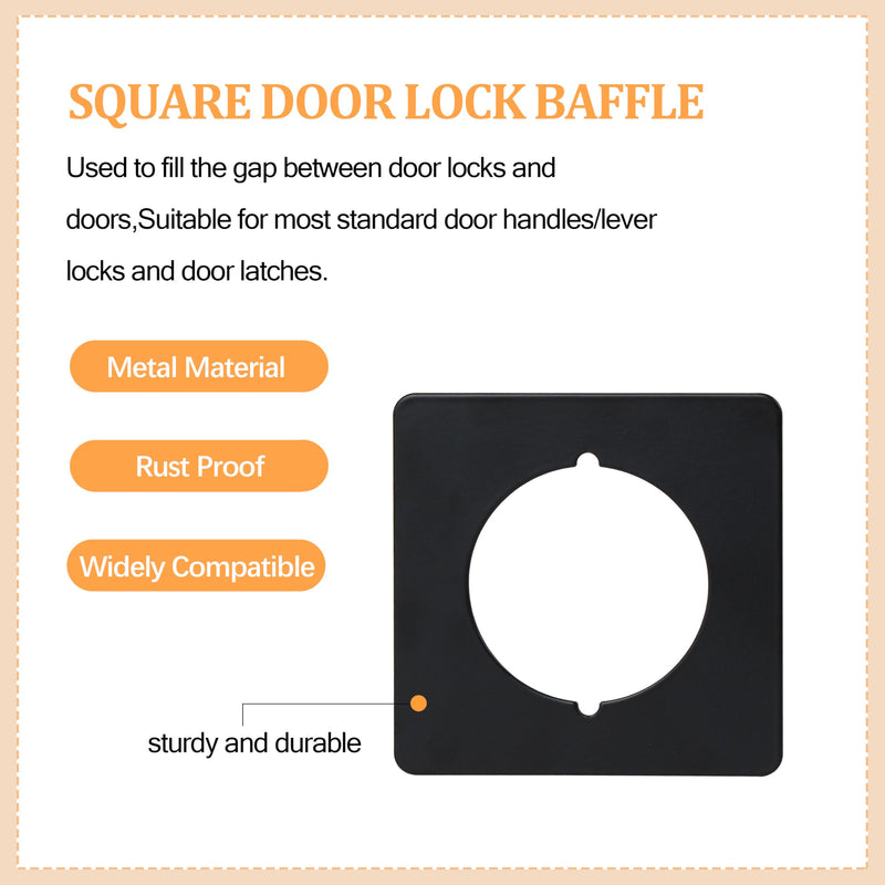 Scar Plate for Door Knob Square,Door Knob Reinforcement Plate Black,Fits Under Existing Lock Set to Cover Up The Damaged Door(Set of 4 Black Door Lock Scar Plates)
