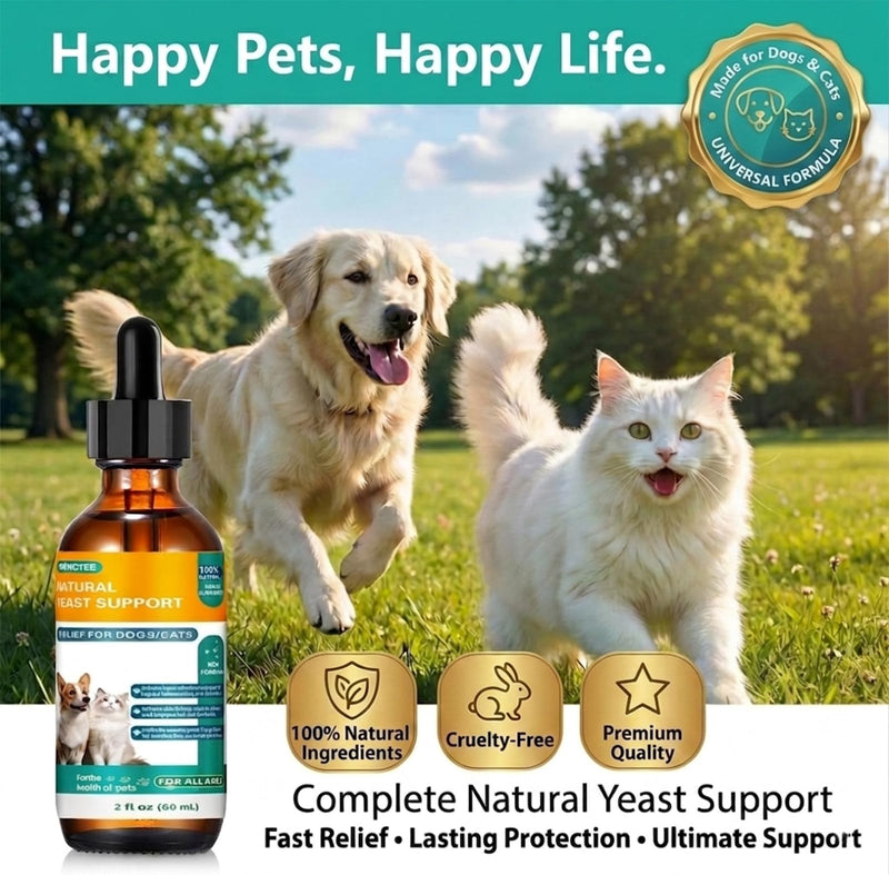 Natural Yeast Relief for Dogs&Cats, Support Healthy Itch Relief, Ear Paw Discomfort Care, Itch Relief for Dog&Cats, Allergy Supports, Inflammation Relief for Dogs(2 Pack (60 ml + 60 ml))