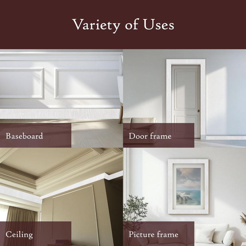 White Wood Grain Wallpaper Border (1.97 inch x 393.7 inch, 5 Centimeter x 10 Meter) Self Adhesive Removable Waterproof Peel and Stick Wall Edging Mirror Framing Bathroom Décor White 2" x 394"