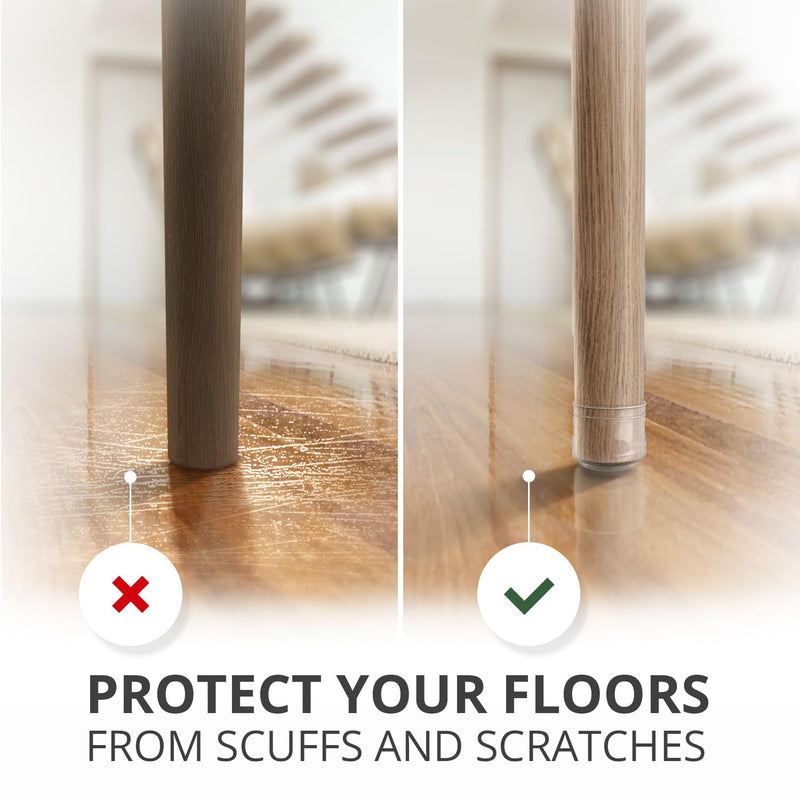 X-Protector Silicone Chair Leg Floor Protectors with Non-Slip Furniture Pads - 32 PCS 1.3" - 2" - Anti-Slip Chair Leg Covers - Non-Skid Furniture Leg Caps - Furniture Pads for Hardwood Floors! 32 Clear Non-Slip Cups (1.3 - 2")
