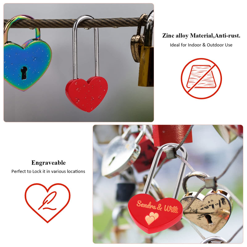 3.5" 50mm Love Lock Heart Padlock,Red Single Heart Wish Lock for Lovers Wedding,Valentines,Anniversary,Travel, Valentines Day, Bridge(NO Key) Red 1PC