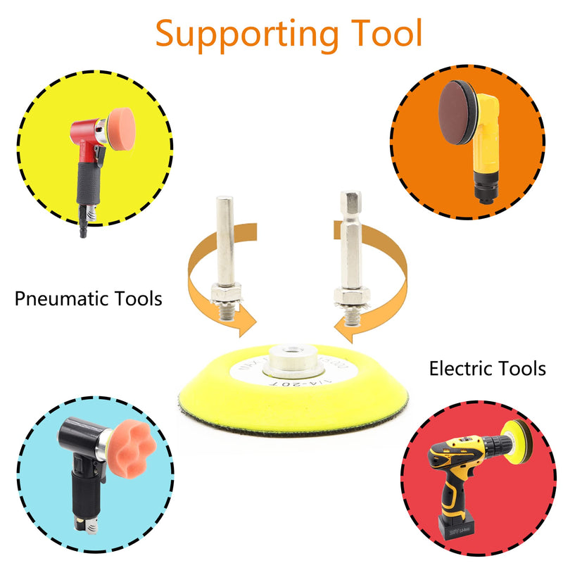 120pcs Sand Paper 3 Inch Sanding Disc Grit 60-10000 Wet Dry Sandpaper with 1/4" Shank Backer Plate and Sanding Sponge and Soft Foam Buffering Pad Drill Sanding Attachment