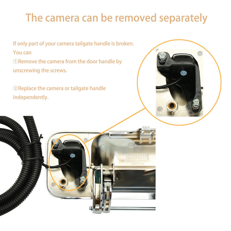 Rear View Camera, w/ Chrome Tailgate Handle, Compatible with 2005-2014 Ford F150, 2008-2016 F250 F350 F450 F550 Super Duty, 2007-2010 Explorer, 170° Angle, Backup Camera Kit, Back Up Reverse Camera
