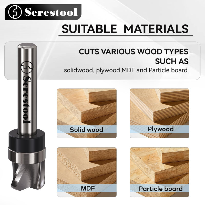Bowl and Tray Router Bit 1/4" Shank, 1/2" Cutting Diameter, 3/8" Cutting Height, 3/16" Radius, 3-Flute Solid Carbide Template Router Bit for Wood Dish Bowl Carving 1/4"x1/2"x3/8"xR3/16"