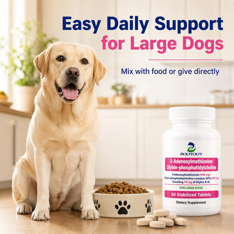 Same and Silybin for Dogs - S-Adenosyl-L-Methionine, Same for Dog, Hepatic Supplement for Liver & Brain, Dog Liver Support (Same+Silybin), 60 Tablets for Large Dogs(35 lbs+