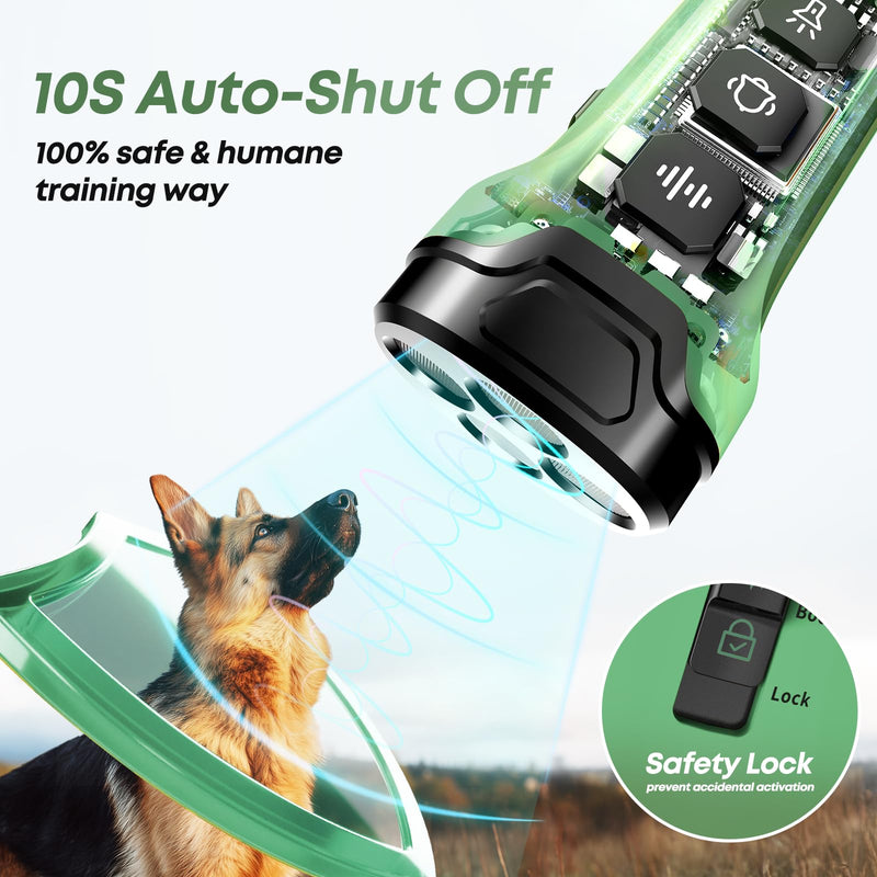 Dog Bark Deterrent Devices - Humane & Effective Training Dog, Stop No More Barking with 3X Ultrasonic Emitters (Green)