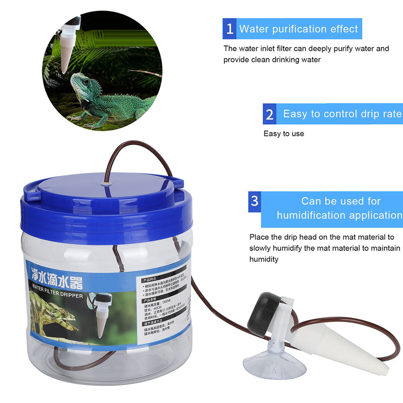 HEEPDD Reptile Water Dripper, Reptile Water Dripper Kit Plants Irrigation Devices Reptile Humidifier Watering Tool for Amphibians Bearded Dragon Lizard Turtle Snake Frog Gecko - PawsPlanet Australia