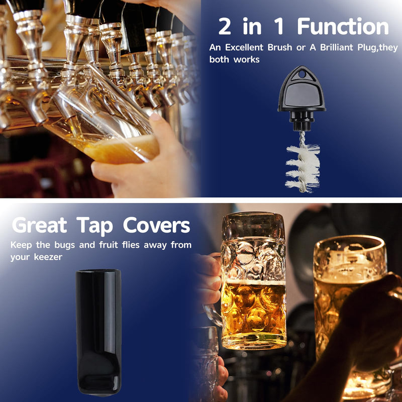 10pcs Beer Tap Plug Brush +10pcs Tap Covers, 20 Pack Beer Faucet Brush and Rubber Tap Soothers for Draft Beer Faucet Cap Keg Cleaning Kit
