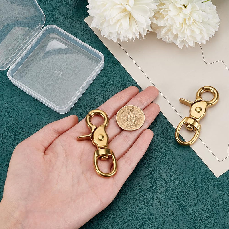 PH PandaHall Brass Trigger Snap Hooks 2 Pack Swivel Round Snap Clips, 2.8''/7.1cm Lobster Claw Clips Pet Buckle Heavy Duty Swivel Eye Hooks for Pet Leashes Purse Strap Belting Leathercraft