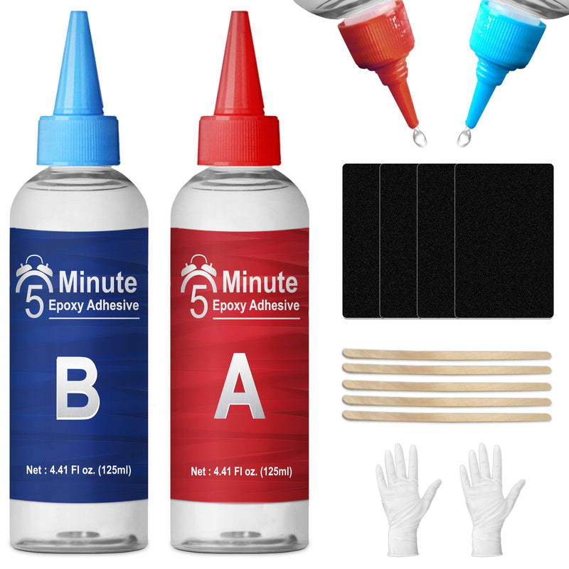5 Minute Epoxy Clear 250ml, 2 Part Epoxy Glue, High Viscosity Fast Curing Multi-Purpose 5 Min Epoxy Glue for Repairing Hard Plastics, Metals, Ceramics, Wood, Etc