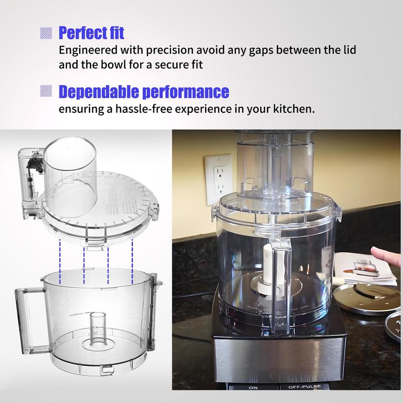 DFP-14NWBCT1 Clear Food Processor Work Bowl Cover Compatible with Cuisinart Tritan Only fits Bowl DLC-005AGTXT1 Fits Model DFP-14