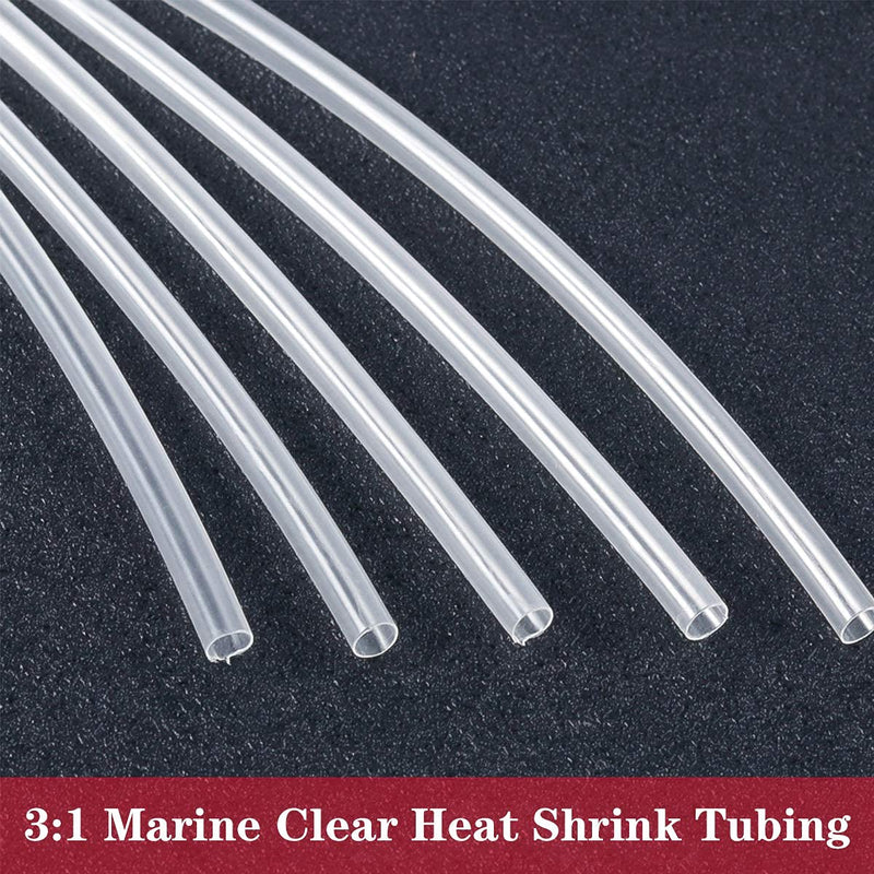 Diameter 1/2 Inch Dual Wall Clear Heat Shrink Tubing 3:1, 4Ft Long Electrical Shrink Tube for Wires,Marine Grade Shrink Tube with Adhesive Lined Waterproof 1/2"-4Ft