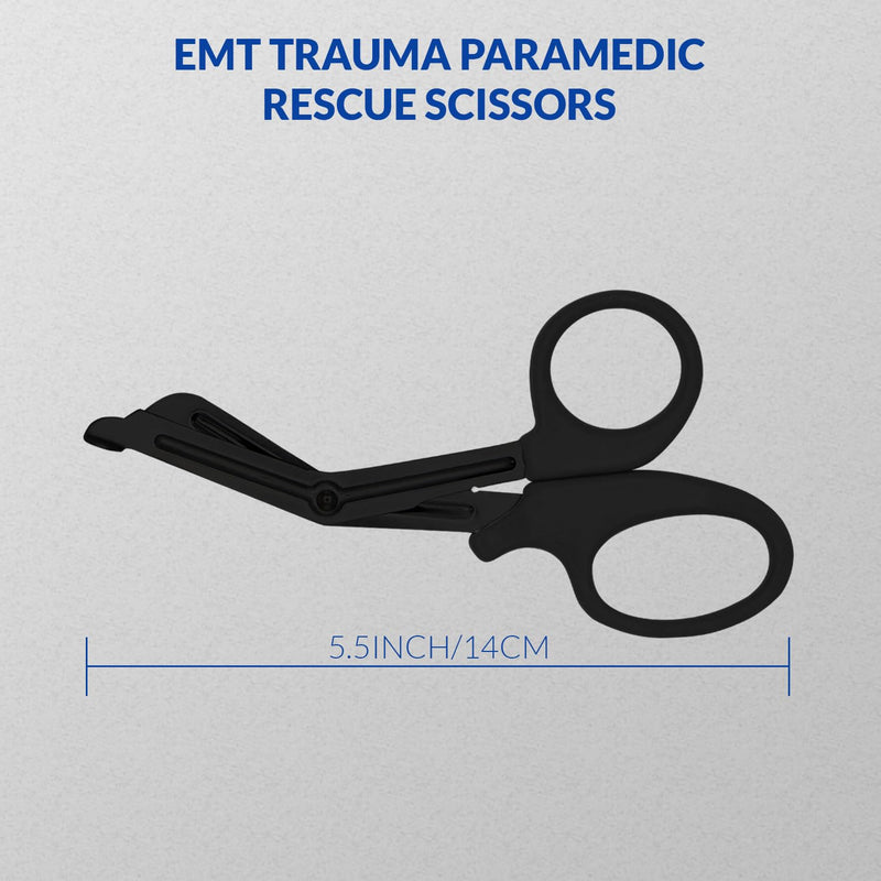 Bandage Scissors – Stainless Steel Medical Scissors for Nurses – Non-Stick Trauma Shears (Black, 5.5 Inch) Black